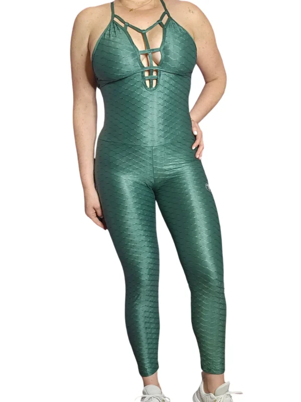 Green Textured Jumpsuit