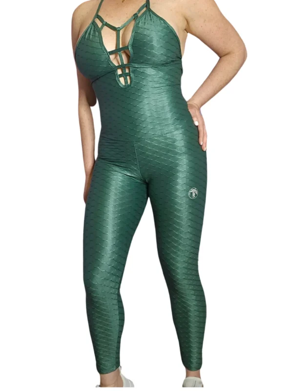 Green Textured Jumpsuit