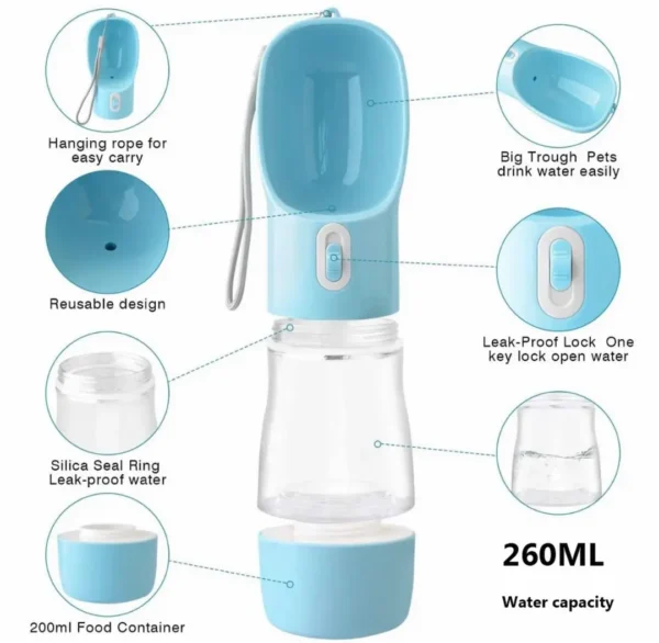 Portable Dog Travel Water Dispenser with Food Container