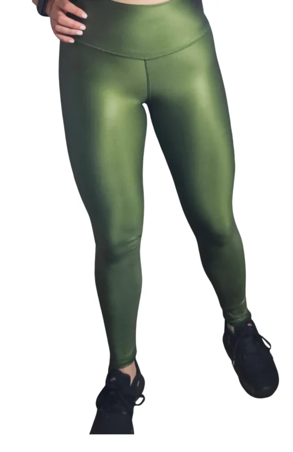 Sport Legging leather effect Military Green