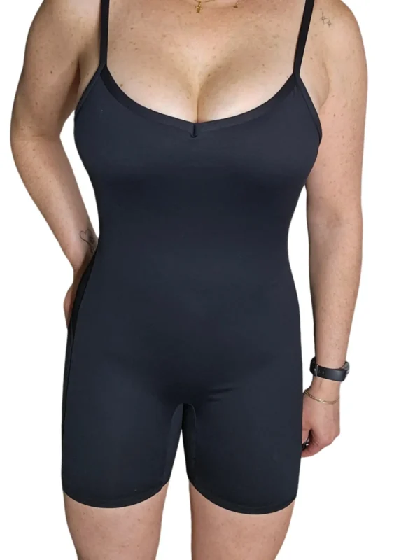 Short Jumpsuit Backless Black - S