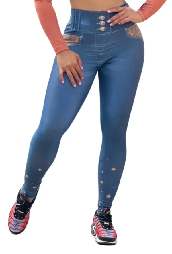 Jeans Effect Legging Booty Scrunch - Blue 1